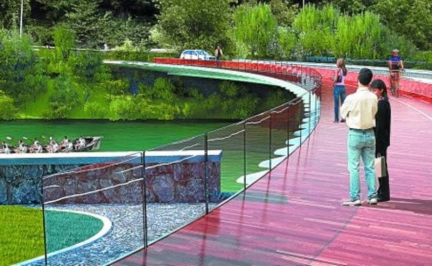 El futuro puente de Astiñene será el primero con trazado curvo de la ciudad.