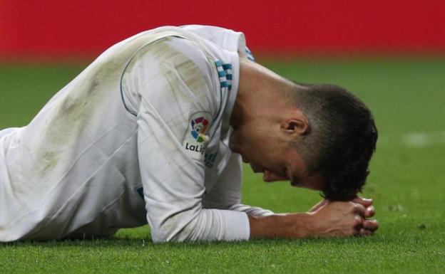 Cristiano Ronaldo, tras perder una ocasión. 