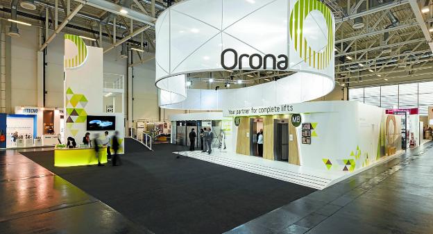 El diseño del stand de Orona en Interlift está basado en la sede de la compañía, en Orona Ideo. 