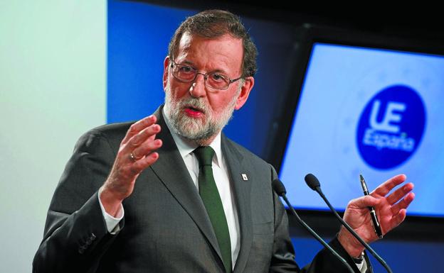 Rajoy, en su comparecencia de ayer tras el Consejo Europeo en Bruselas. 