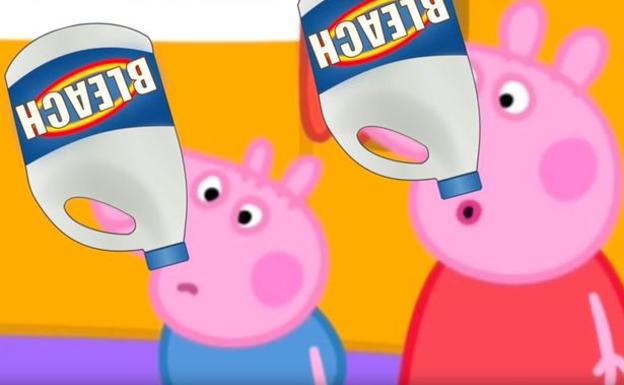 Peppa Pig, bebiendo lejía.