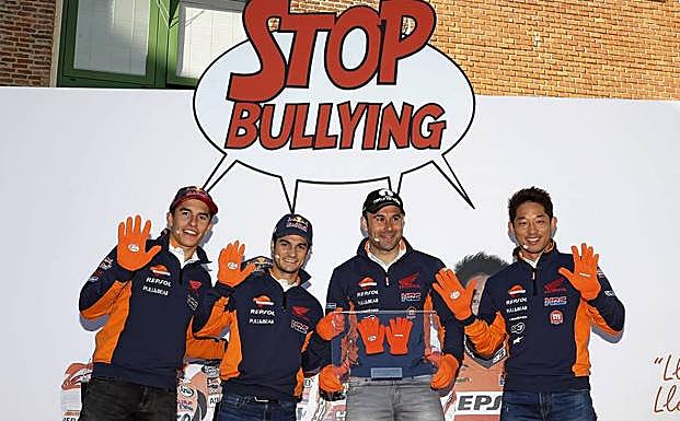 Marc Márquez, Dani Pedrosa, Toni Bou y Fujinami Takahisa.