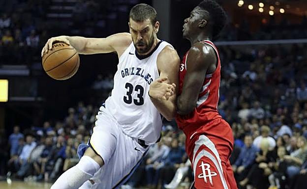 Marc Gasol en el partido contra los Rockets.