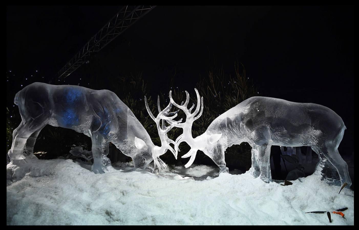 Esculturas de hielo que parecen reales. La exposición 'The Ice Adventure: A Journey Through Frozen Scotland' podrá verse en Edimburgo.