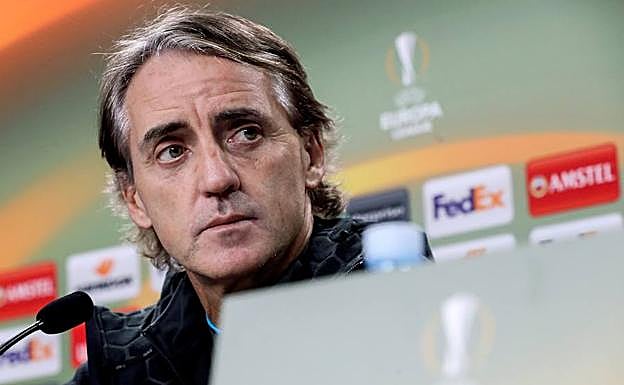 Roberto Mancini, entrenador del Zenit, este miércoles en Anoeta.