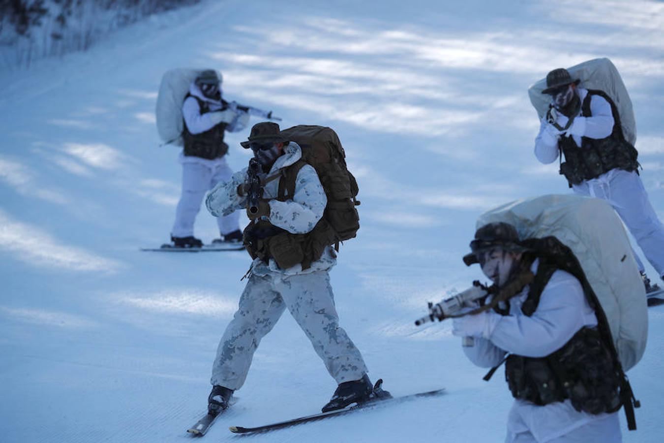 Los marines de Corea del Sur y de Estados Unidos realizan un duro entrenamiento militar de invierno en Corea del Sur. El entrenamiento, que pone a prueba el límite de los marines en situaciones extremas, comenzó el 4 de diciembre y finalizará el 22 del mismo mes.