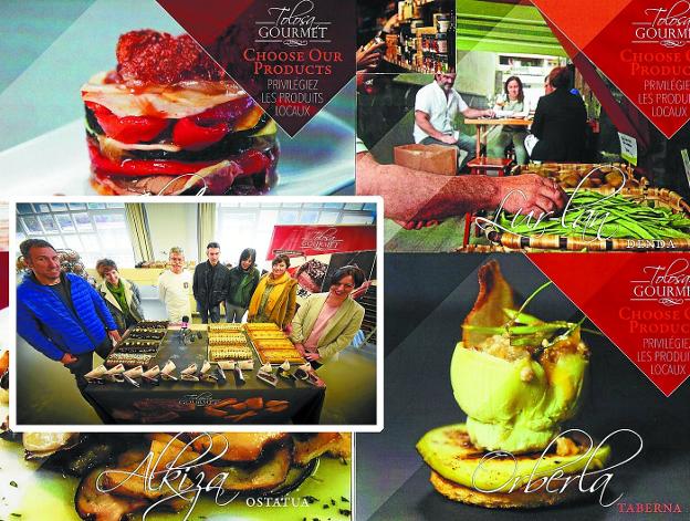 Imagen de los folletos editados, y agentes que trabajan para impulsar en el turismo gastronómico de la comarca. 