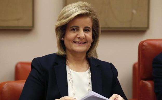 La ministra de Empleo, Fátima Báñez, durante su comparecencia.