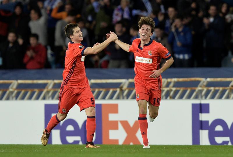 El partido entre la Real Sociedad y el Salzburgo en Anoeta, en imágenes
