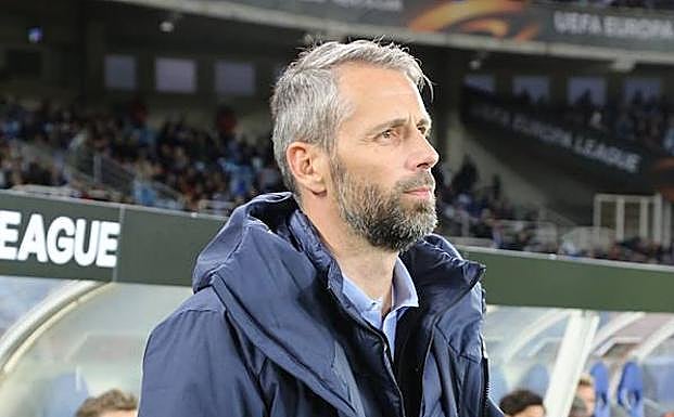 El técnico del Salzburgo, Marco Rose, en los prolegómenos del choque de Anoeta. 