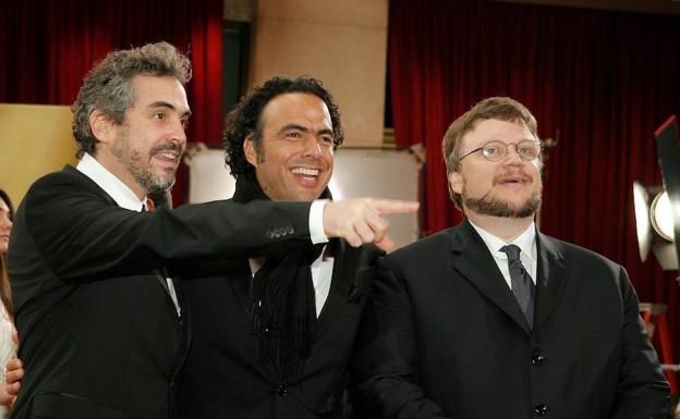 Trío de mexicanos en los Premios Oscar 2007: Alejandro González Iñarritu, Guillermo del Toro y Alfonso Cuarón.