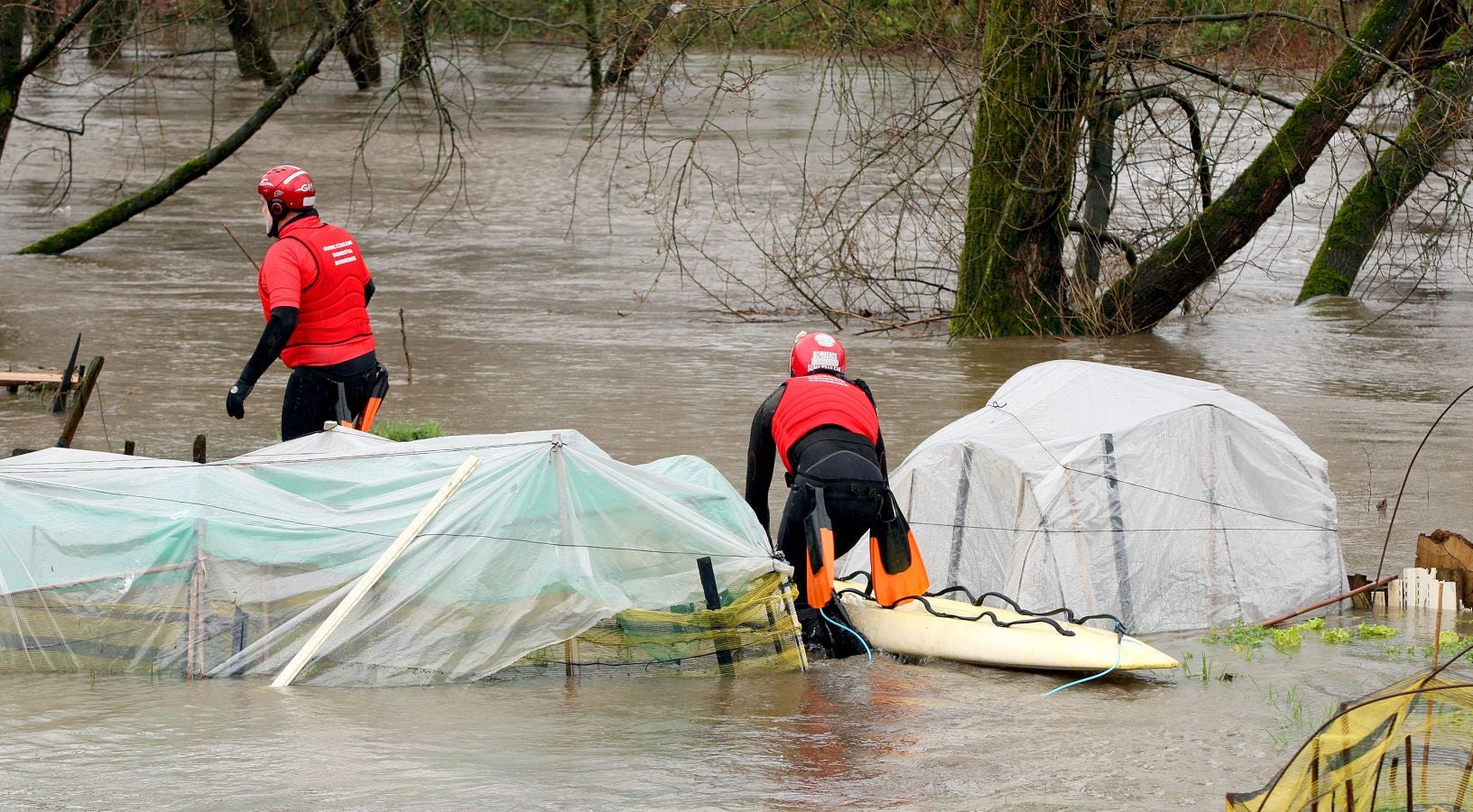 Inundaciones puntuales de los ríos guipuzcoanos tras las intensas lluvias de los últimos días. 