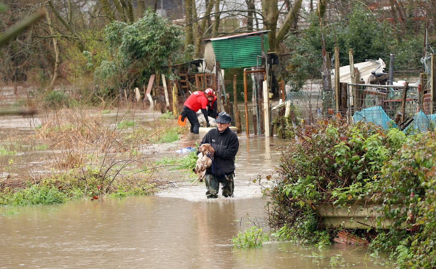 Inundaciones puntuales de los ríos guipuzcoanos tras las intensas lluvias de los últimos días. 