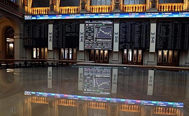 Interior de la Bolsa de Madrid.