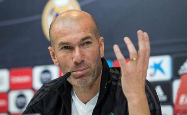 Zinedine Zidane, entrenador del Real Madrid, en rueda de prensa. 