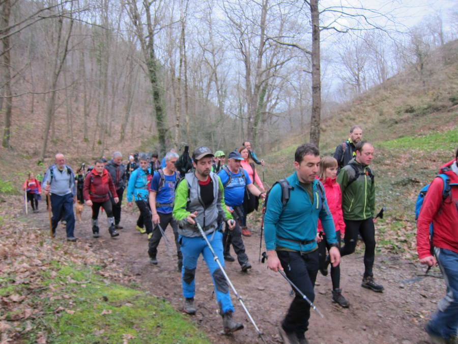El grupo de montaña Aizkardi, de Amasa-Villabona, celebró el domingo su 50 marcha montañera con gran éxito de participación, 764 personas que desafiaron al mal tiempo con humor. De ellos 316 montañeros partieron a las siete de la mañana desde la plaza de Villabona para completar un recorrido de 43 kilómetros. A las ocho fueron 448 los que dieron comienzo a la marcha con el objetivo de hacer 22 kilómetros. El barro fue el mayor enemigo y lo positivo que la lluvia dio tregua. Gorka Zubeldia recibió el premio Shebe Peña.
