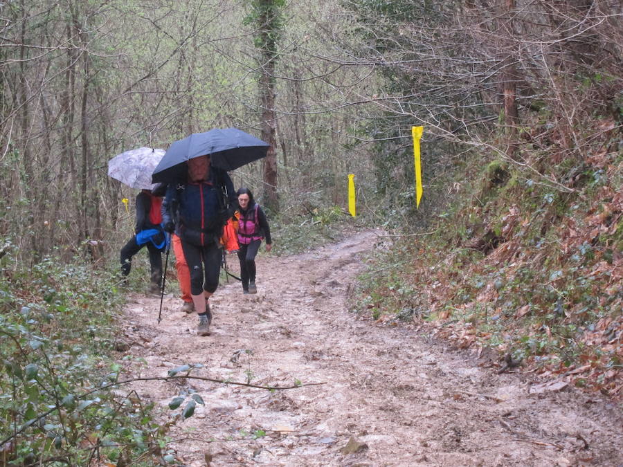 El grupo de montaña Aizkardi, de Amasa-Villabona, celebró el domingo su 50 marcha montañera con gran éxito de participación, 764 personas que desafiaron al mal tiempo con humor. De ellos 316 montañeros partieron a las siete de la mañana desde la plaza de Villabona para completar un recorrido de 43 kilómetros. A las ocho fueron 448 los que dieron comienzo a la marcha con el objetivo de hacer 22 kilómetros. El barro fue el mayor enemigo y lo positivo que la lluvia dio tregua. Gorka Zubeldia recibió el premio Shebe Peña.