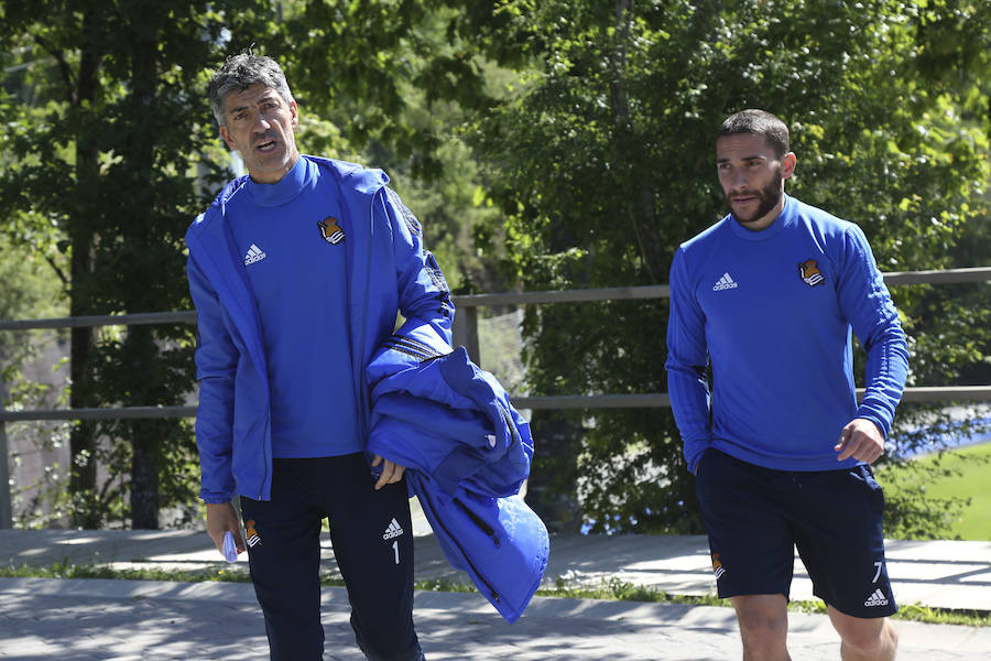 Los jugadores de la Real Sociedad han entrenado este viernes en Zubieta de cara al partido de mañana a las 16.15 horas en Anoeta contra el Leganés en Anoeta.