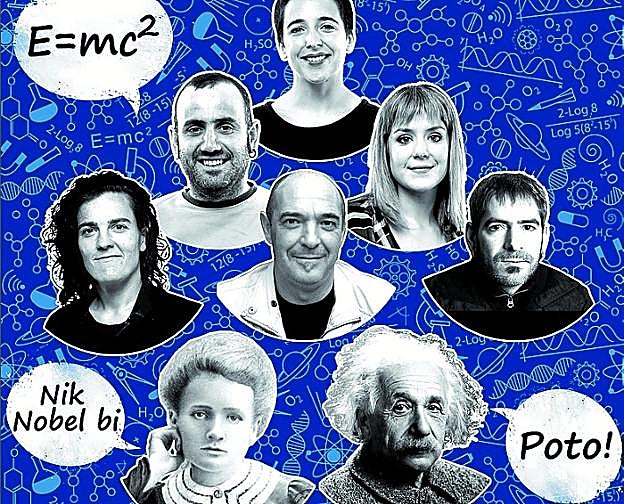 Bertsozientzia. Con figuras de las dos disciplinas ante el público.