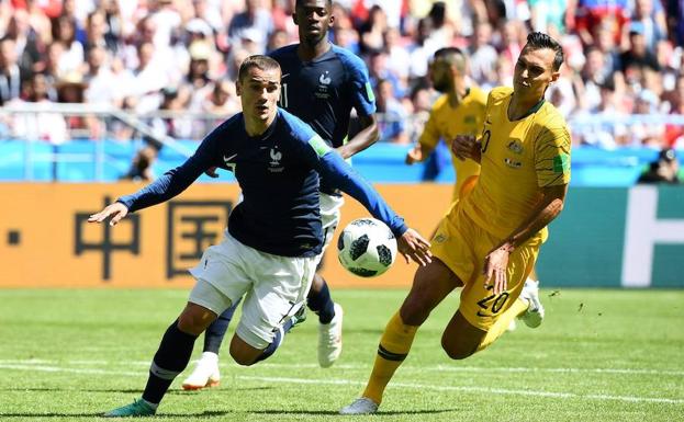 Antoine Griezmann durante el partido disputado con Francia ante Australia.