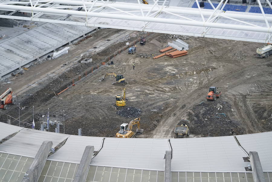 La previsión es que la megaestructura que caracterizará al estadio quede configurada a mediodía
