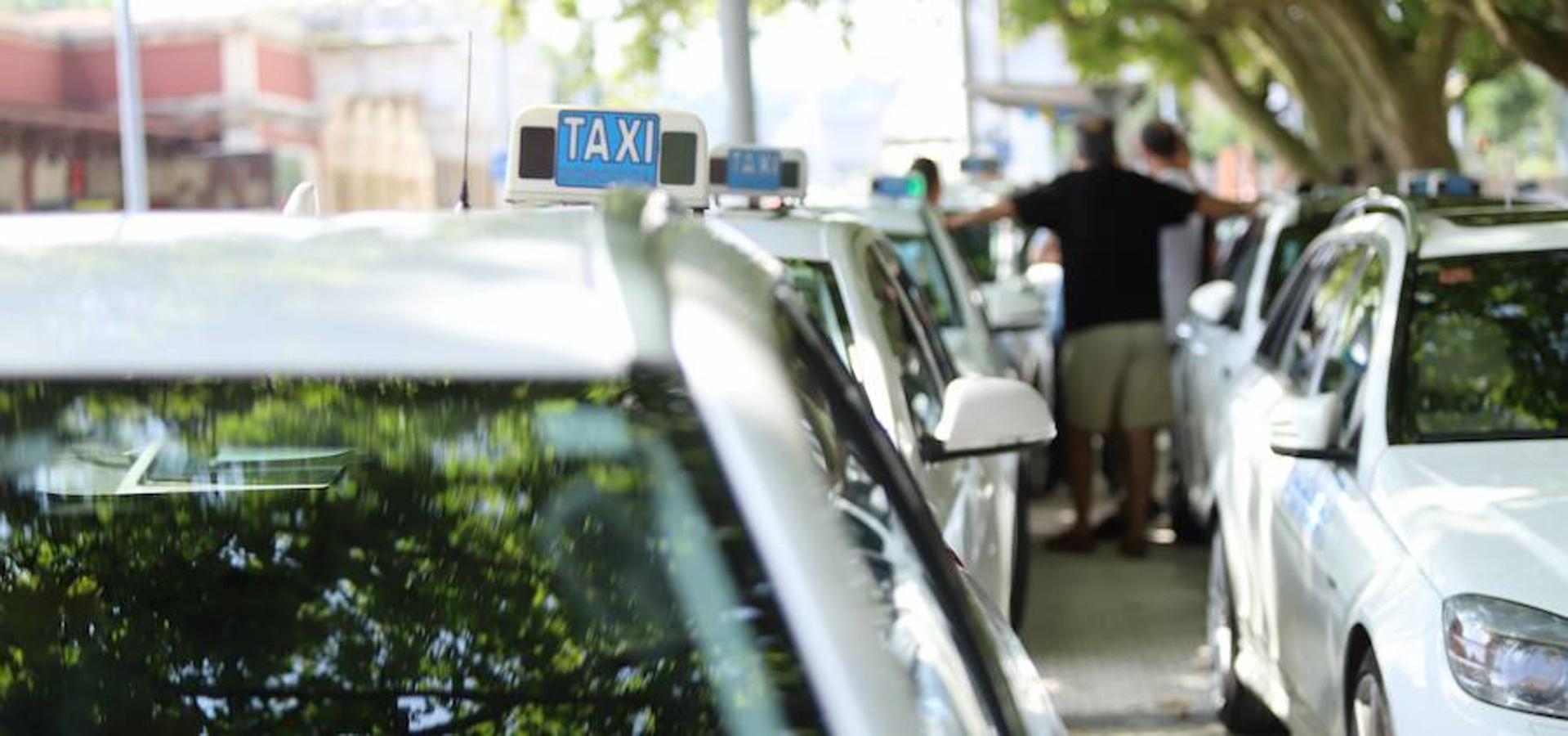 El sector de los taxistas se ha concentrado este lunes en la Estación del Norte yse ha dirigido en caravana hacia Pío XII