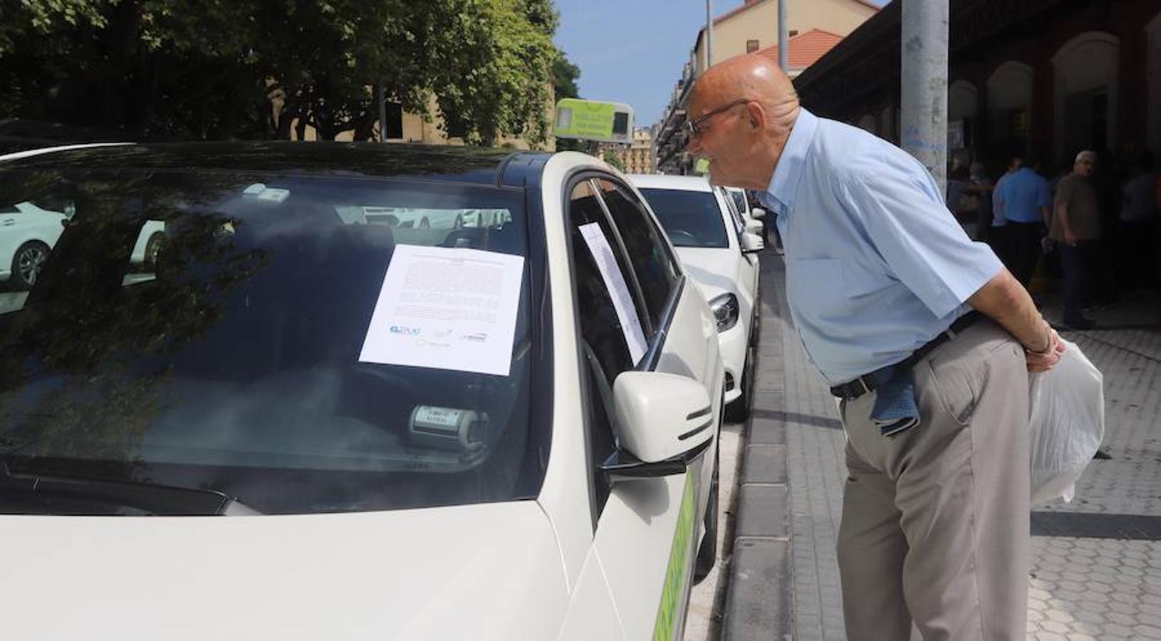 El sector de los taxistas se ha concentrado este lunes en la Estación del Norte yse ha dirigido en caravana hacia Pío XII