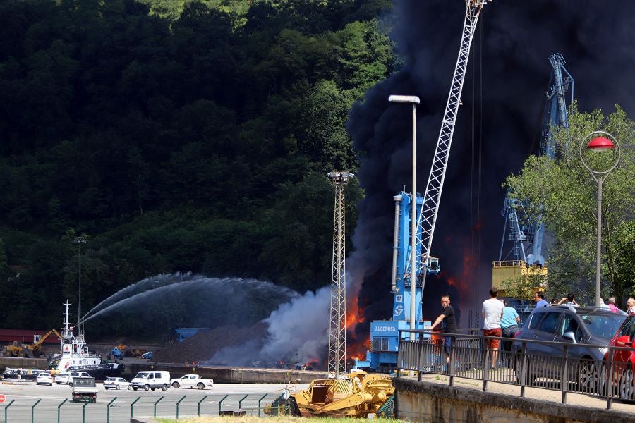 El fuego originado en un cúmulo de chatarra prensada ha provocado una columna de humo tóxica que se veía desde varios kilómetros a la redonda.