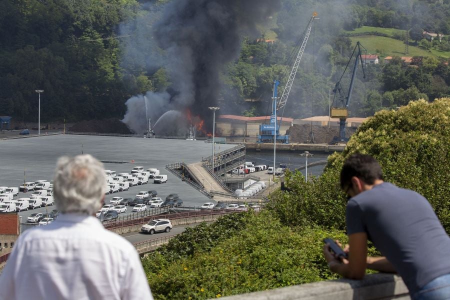 El fuego originado en un cúmulo de chatarra prensada ha provocado una columna de humo tóxica que se veía desde varios kilómetros a la redonda.