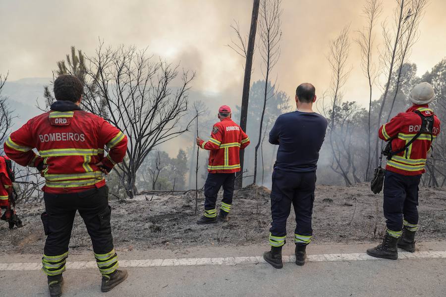 El incendio del Algarve portugués continúa su avance alimentado por el viento y la complicada orografía del terreno, donde más de un millar de bomberos buscan la fórmula para frenarlo tras quemar miles de hectáreas.