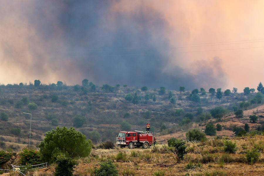 El incendio del Algarve portugués continúa su avance alimentado por el viento y la complicada orografía del terreno, donde más de un millar de bomberos buscan la fórmula para frenarlo tras quemar miles de hectáreas.