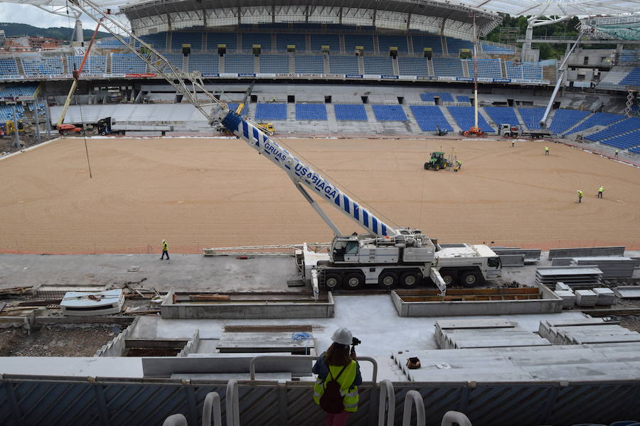El estadio de Anoeta ya muestra en buena parte cómo estará el día de su reapertura, el 15 de septiembre, ante el F.C. Barcelona