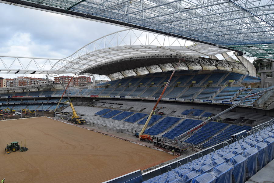 El estadio de Anoeta ya muestra en buena parte cómo estará el día de su reapertura, el 15 de septiembre, ante el F.C. Barcelona