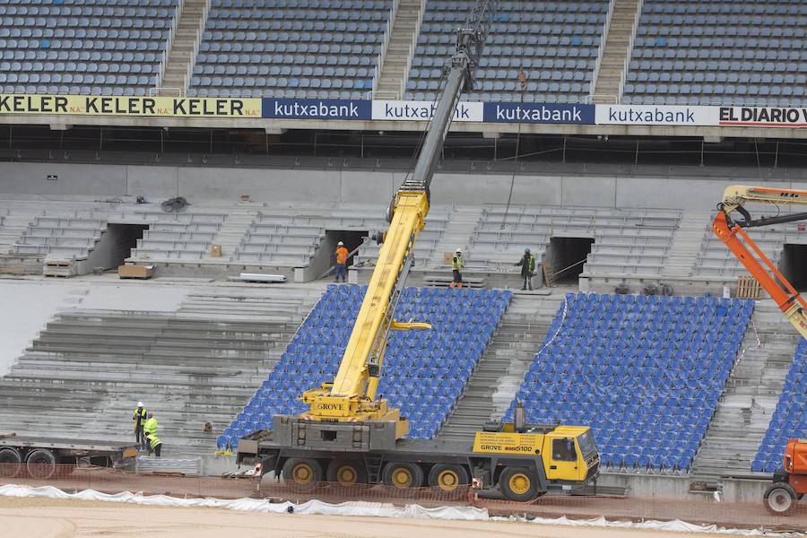 A poco menos de un mes de su reestreno, las obras del estadio de Anoeta presentan grandes avances en los últimos días. Todo estará listo para el Real Sociedad - F.C. Barcelona del próximo 15 de septiembre.