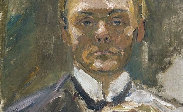 Autorretrato con la mano levantada, 1908 (Max Beckmann). 