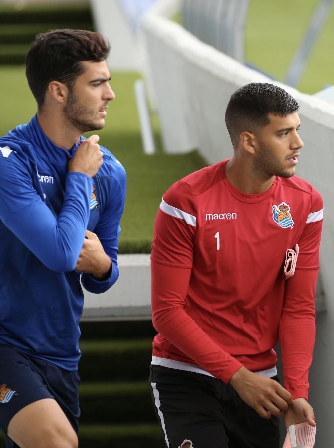 Entrenamiento de la Real Sociedad que este martes recibe al Rayo Vallecano en Anoeta. 
