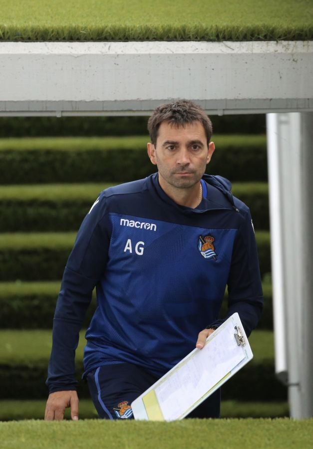 Entrenamiento de la Real Sociedad que este martes recibe al Rayo Vallecano en Anoeta. 