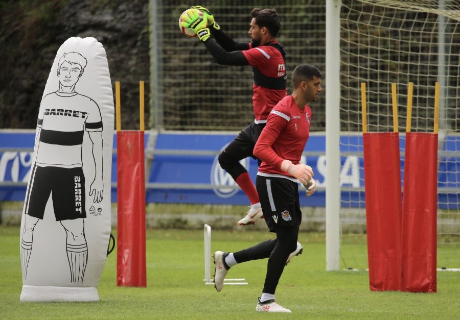 Entrenamiento de la Real Sociedad que este martes recibe al Rayo Vallecano en Anoeta. 