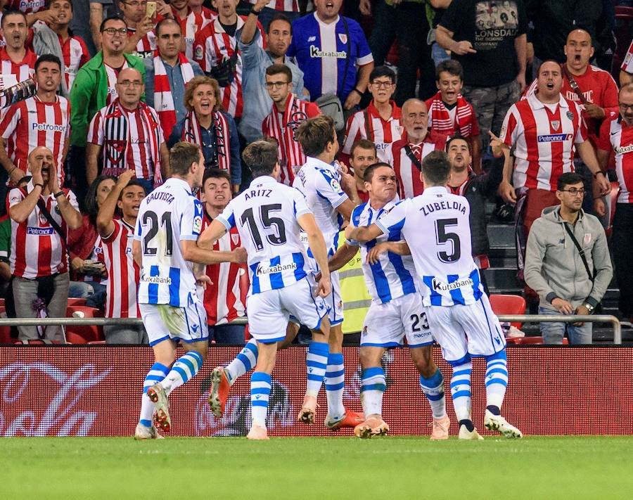 Derbi vasco disputado este viernes en San Mamés, correspondiente a la octava jornada de Liga