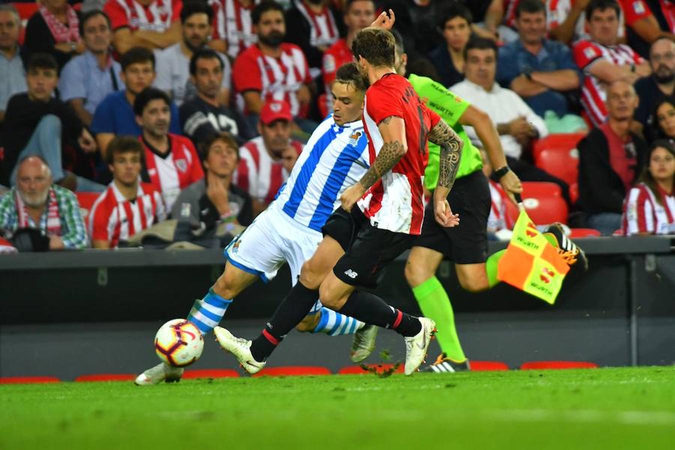 Derbi vasco disputado este viernes en San Mamés, que la Real se llevó con goles de Oyarzabal (2) y Sangalli