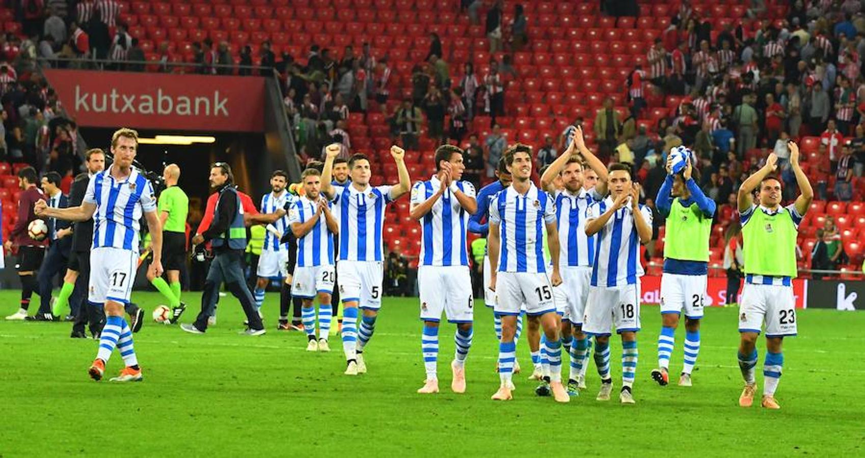 Derbi vasco disputado este viernes en San Mamés, que la Real se llevó con goles de Oyarzabal (2) y Sangalli