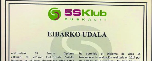 Diploma entregado por Euskalit a la Brigada