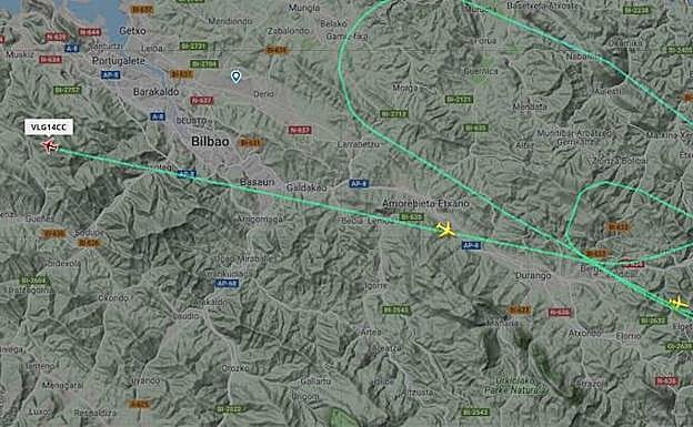 Trayectoria que ha realizado el avión desviado antes de tomar rumbo a Santander.