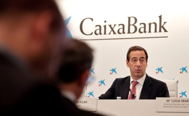 El consejero delegado de CaixaBank, Gonzalo Gortázar, hoy en Valencia. Efe