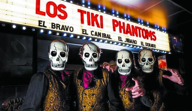 Con un singular directo y un look arrollador, Los Tiki Phantomns ofrecen un rock instrumental bailongo.