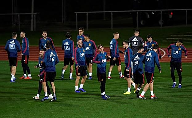Entrenamiento de la selección española en Las Rozas.