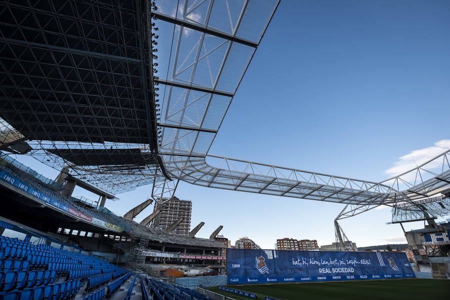 Las obras en el estadio de Anoeta avanzan a buen ritmo.
