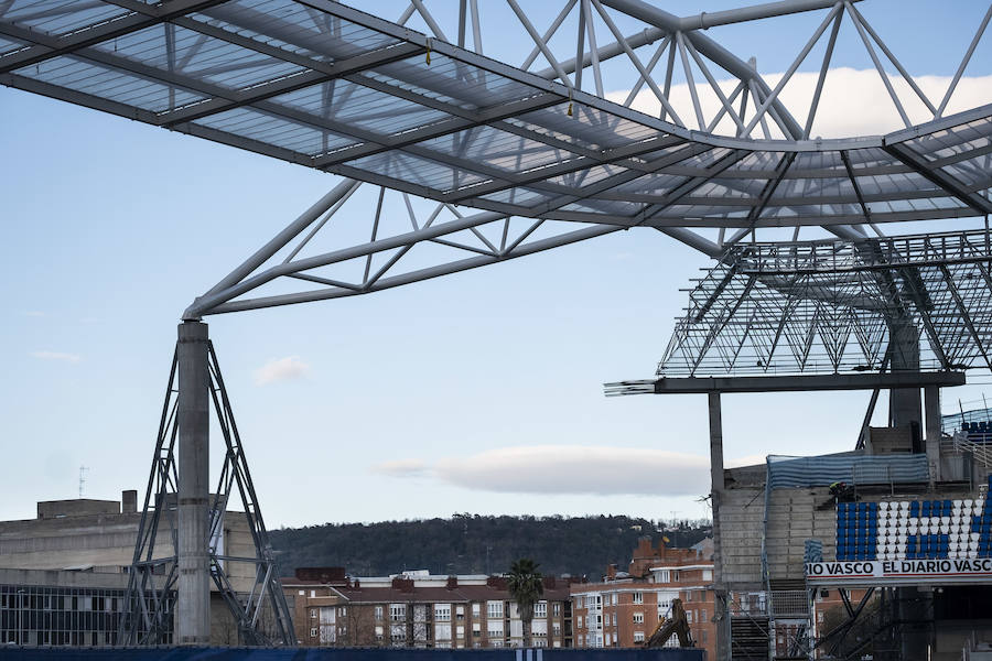 Las obras en el estadio de Anoeta avanzan a buen ritmo.