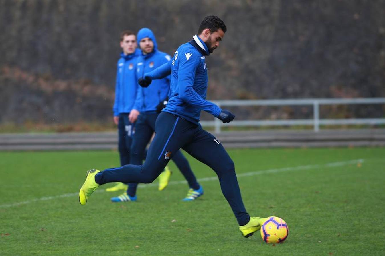 El equipo txuri-urdin se ha ejercitado hoy en Zubieta antes de medirse este sábado al Getafe