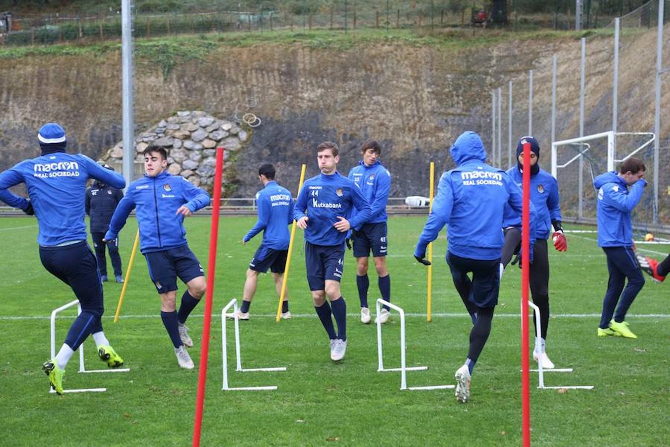 El equipo txuri-urdin se ha ejercitado hoy en Zubieta antes de medirse este sábado al Getafe